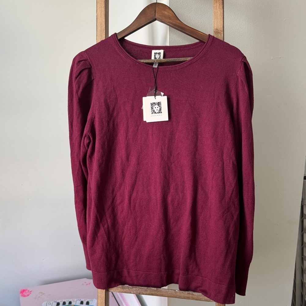 Anne Klein Rich Burgundy Crew Neck Sweater